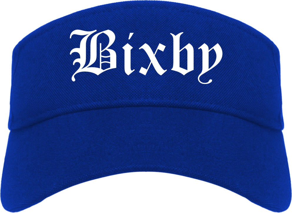 Bixby Oklahoma OK Old English Mens Visor Cap Hat Royal Blue