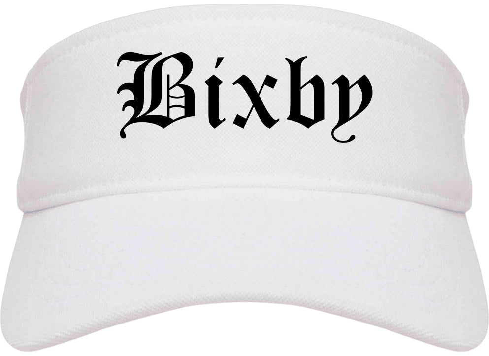Bixby Oklahoma OK Old English Mens Visor Cap Hat White