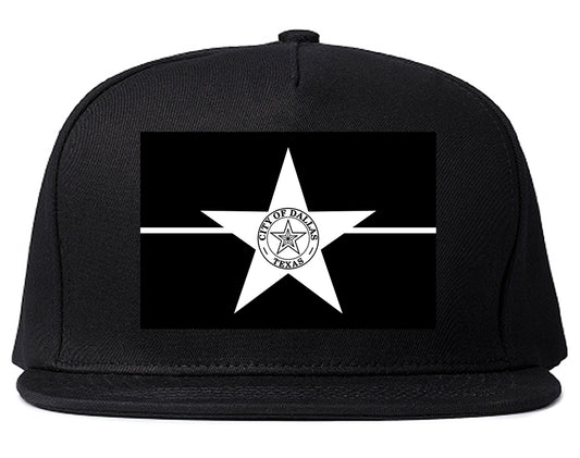 Black And White Dallas Texas Flag Mens Snapback Hat Black