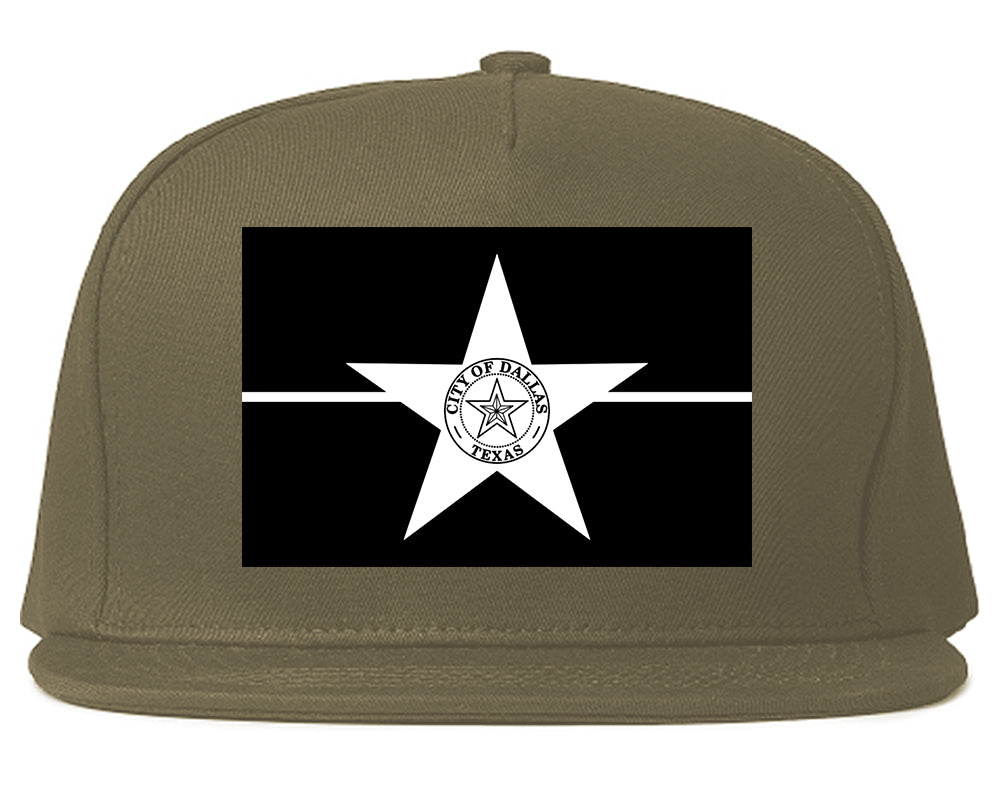 Black And White Dallas Texas Flag Mens Snapback Hat Grey