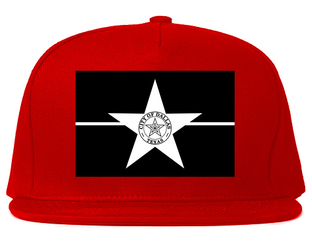 Black And White Dallas Texas Flag Mens Snapback Hat Red