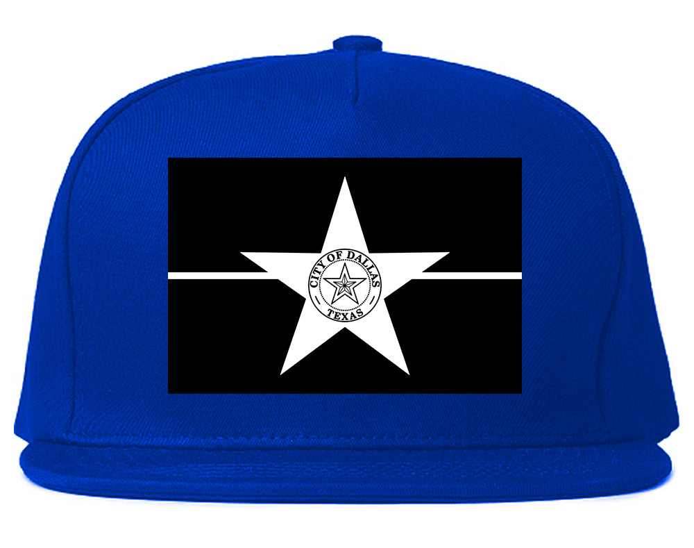 Black And White Dallas Texas Flag Mens Snapback Hat Royal Blue