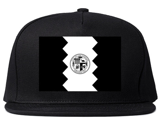 Black And White Flag Of Los Angeles California Mens Snapback Hat Black