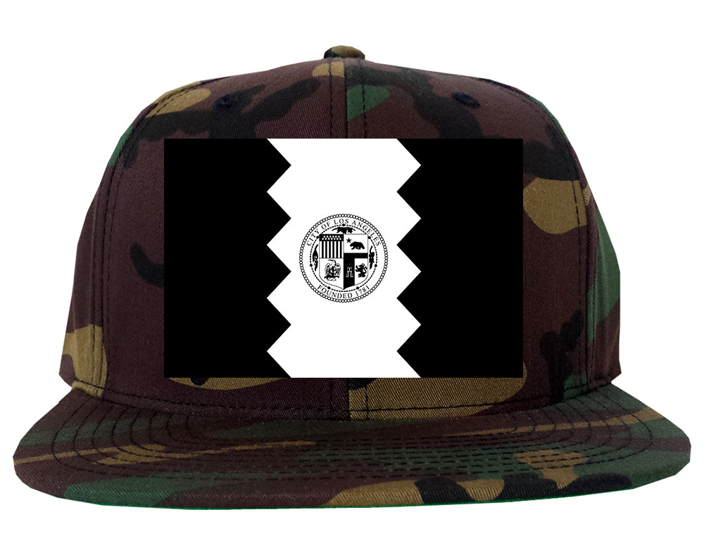 Black And White Flag Of Los Angeles California Mens Snapback Hat Camo