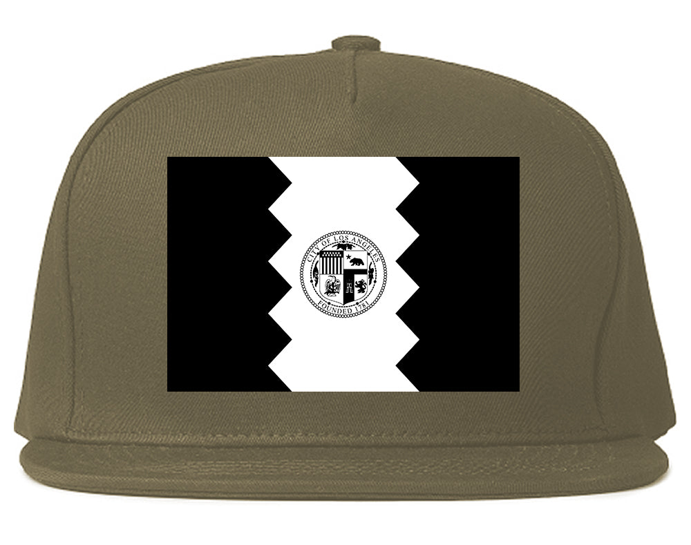 Black And White Flag Of Los Angeles California Mens Snapback Hat Grey