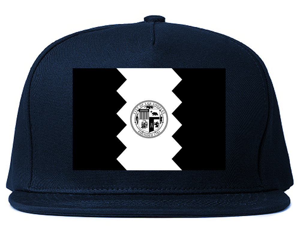 Black And White Flag Of Los Angeles California Mens Snapback Hat Navy Blue