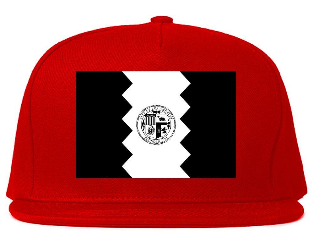 Black And White Flag Of Los Angeles California Mens Snapback Hat Red