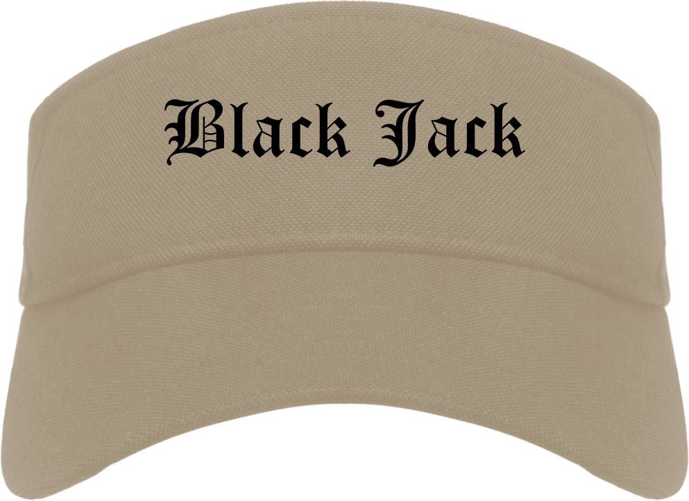 Black Jack Missouri MO Old English Mens Visor Cap Hat Khaki