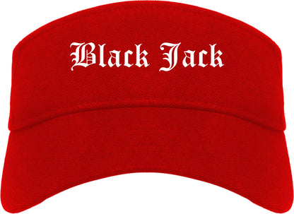 Black Jack Missouri MO Old English Mens Visor Cap Hat Red