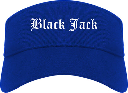 Black Jack Missouri MO Old English Mens Visor Cap Hat Royal Blue