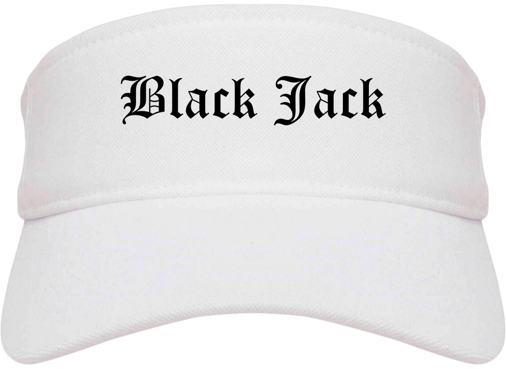 Black Jack Missouri MO Old English Mens Visor Cap Hat White
