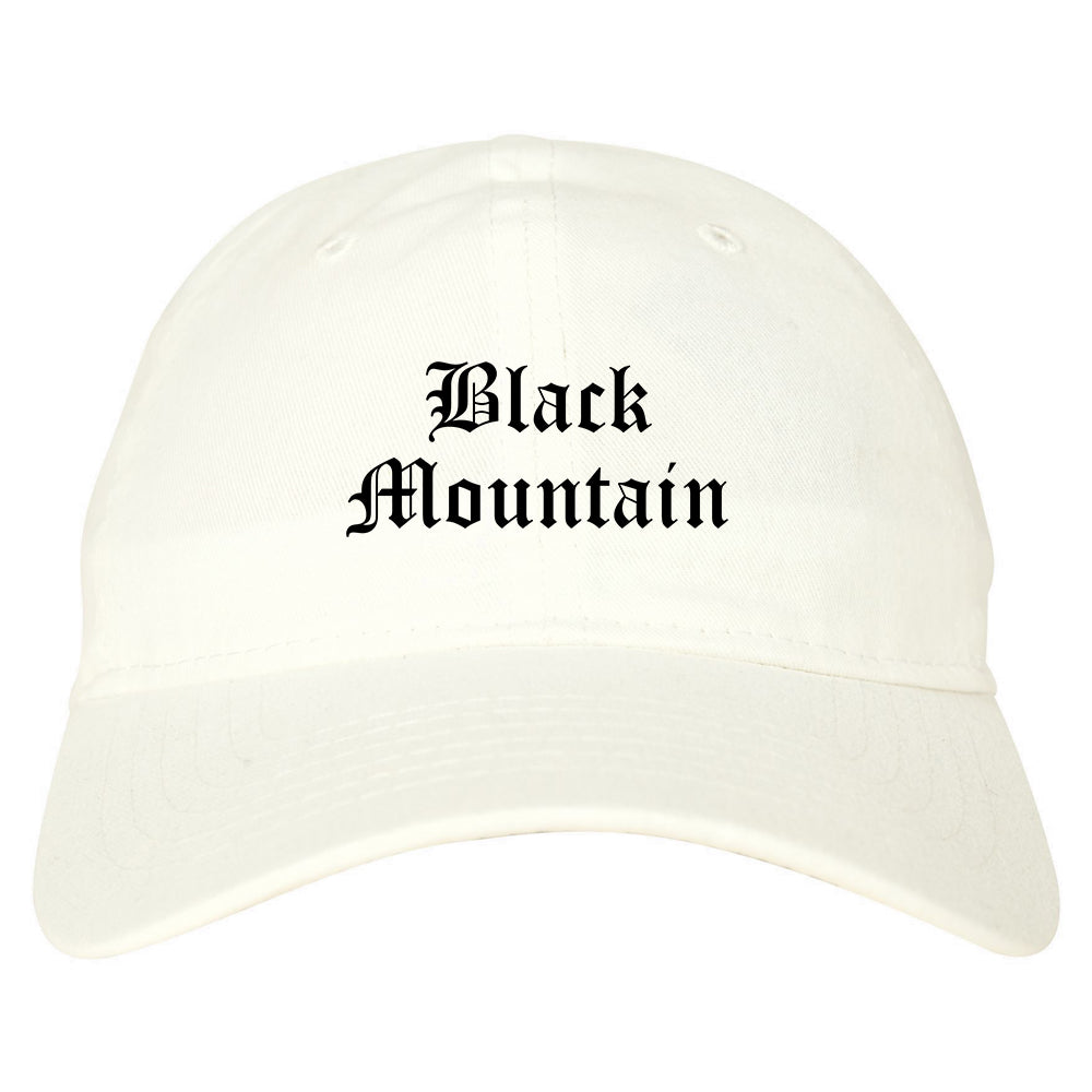Black Mountain North Carolina NC Old English Mens Dad Hat Baseball Cap White
