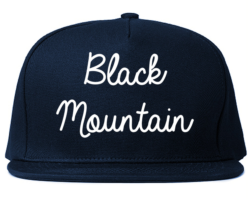 Black Mountain North Carolina NC Script Mens Snapback Hat Navy Blue