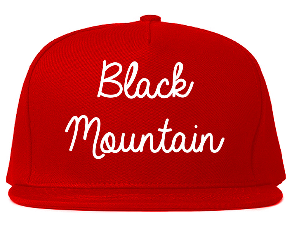 Black Mountain North Carolina NC Script Mens Snapback Hat Red