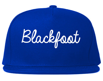 Blackfoot Idaho ID Script Mens Snapback Hat Royal Blue