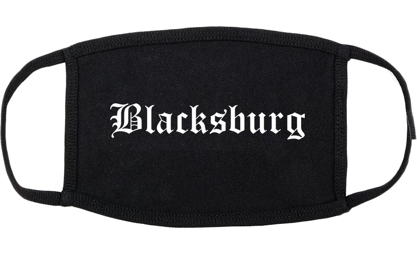 Blacksburg Virginia VA Old English Cotton Face Mask Black