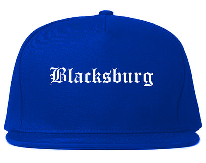 Blacksburg Virginia VA Old English Mens Snapback Hat Royal Blue