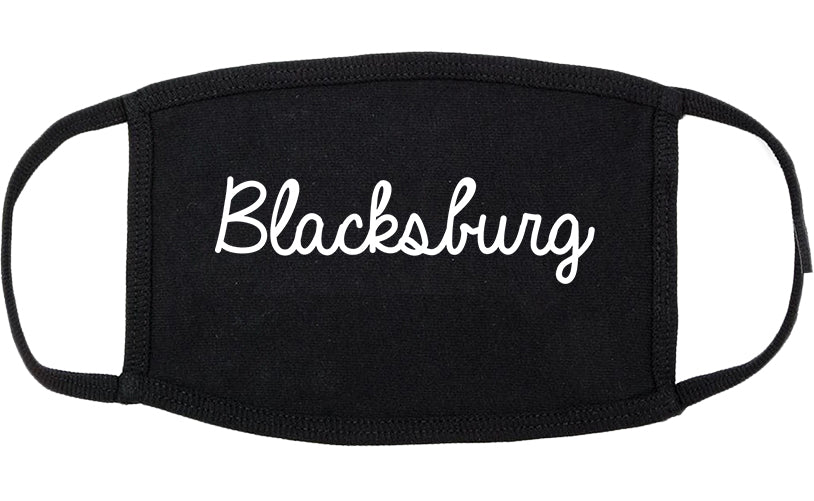 Blacksburg Virginia VA Script Cotton Face Mask Black