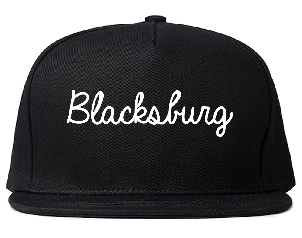 Blacksburg Virginia VA Script Mens Snapback Hat Black