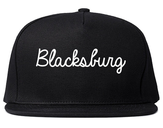 Blacksburg Virginia VA Script Mens Snapback Hat Black