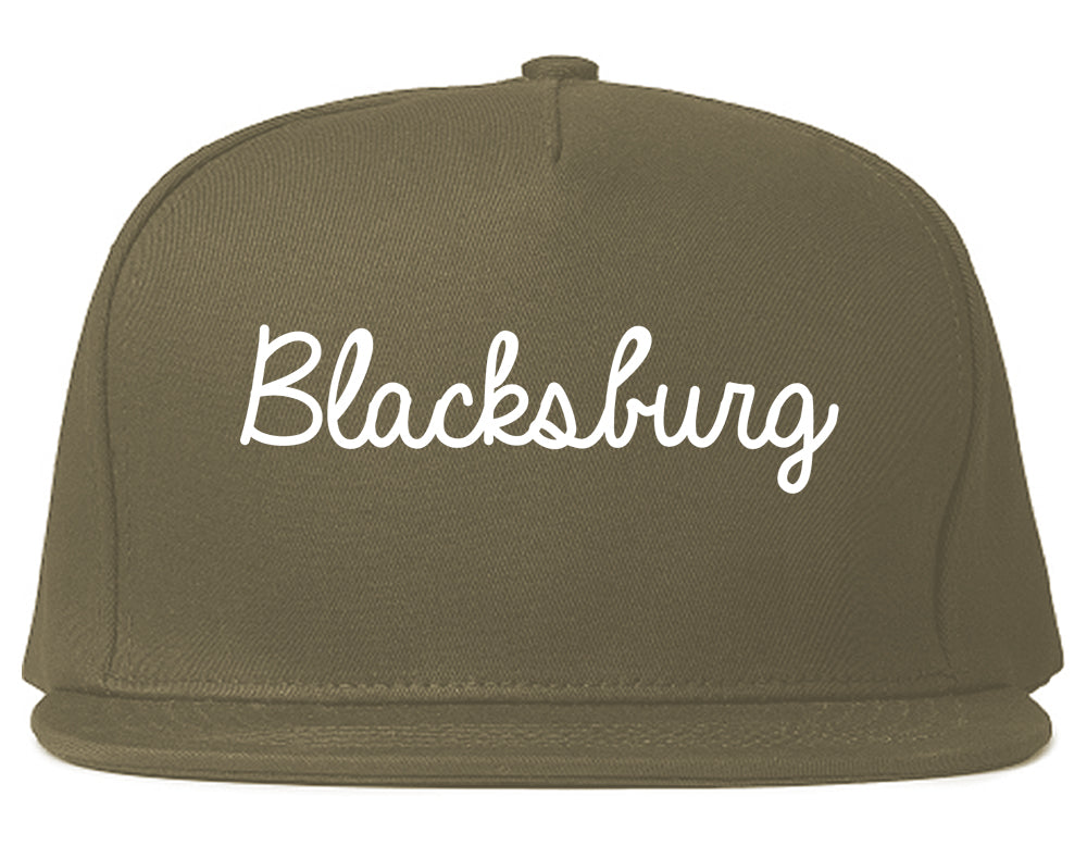 Blacksburg Virginia VA Script Mens Snapback Hat Grey