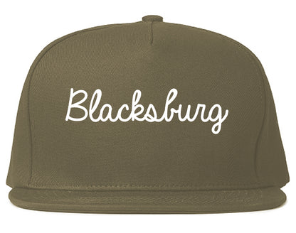 Blacksburg Virginia VA Script Mens Snapback Hat Grey