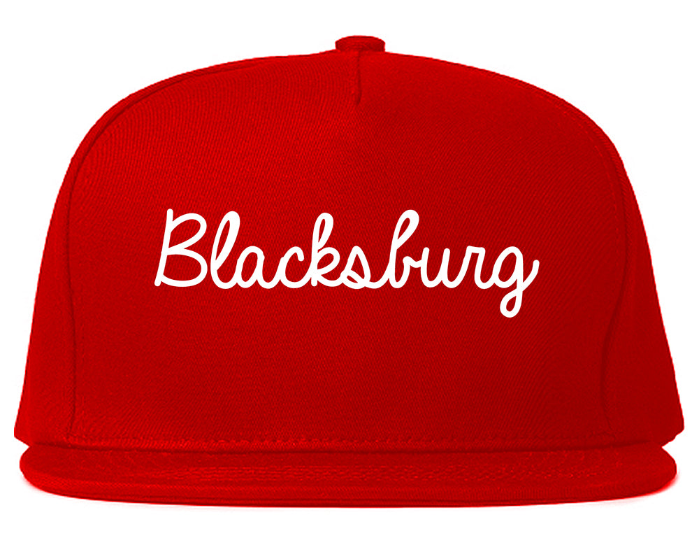 Blacksburg Virginia VA Script Mens Snapback Hat Red