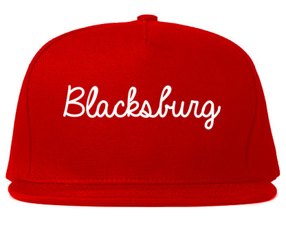 Blacksburg Virginia VA Script Mens Snapback Hat Red