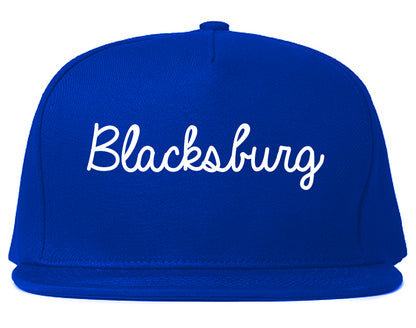 Blacksburg Virginia VA Script Mens Snapback Hat Royal Blue