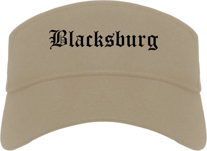 Blacksburg Virginia VA Old English Mens Visor Cap Hat Khaki
