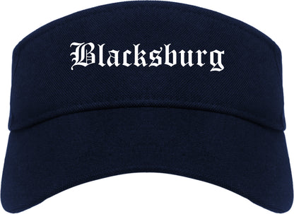 Blacksburg Virginia VA Old English Mens Visor Cap Hat Navy Blue