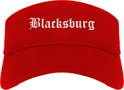 Blacksburg Virginia VA Old English Mens Visor Cap Hat Red