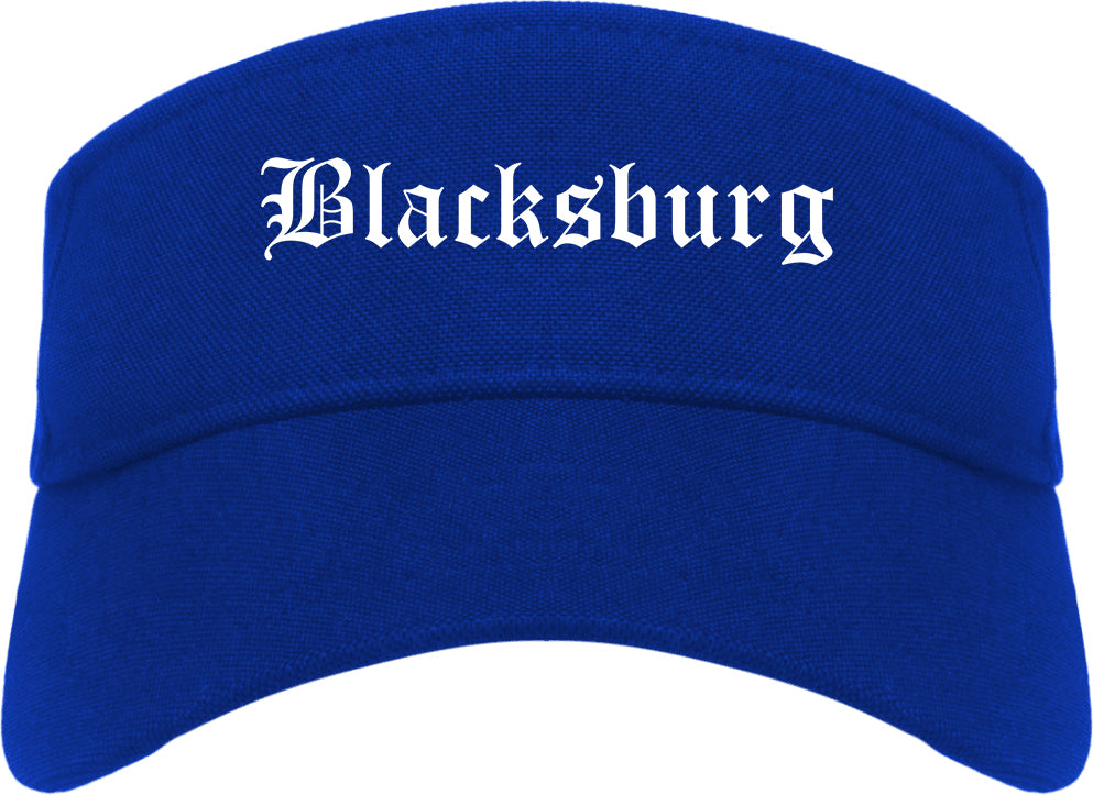 Blacksburg Virginia VA Old English Mens Visor Cap Hat Royal Blue