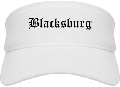 Blacksburg Virginia VA Old English Mens Visor Cap Hat White