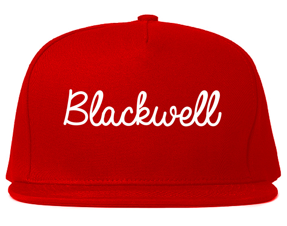 Blackwell Oklahoma OK Script Mens Snapback Hat Red