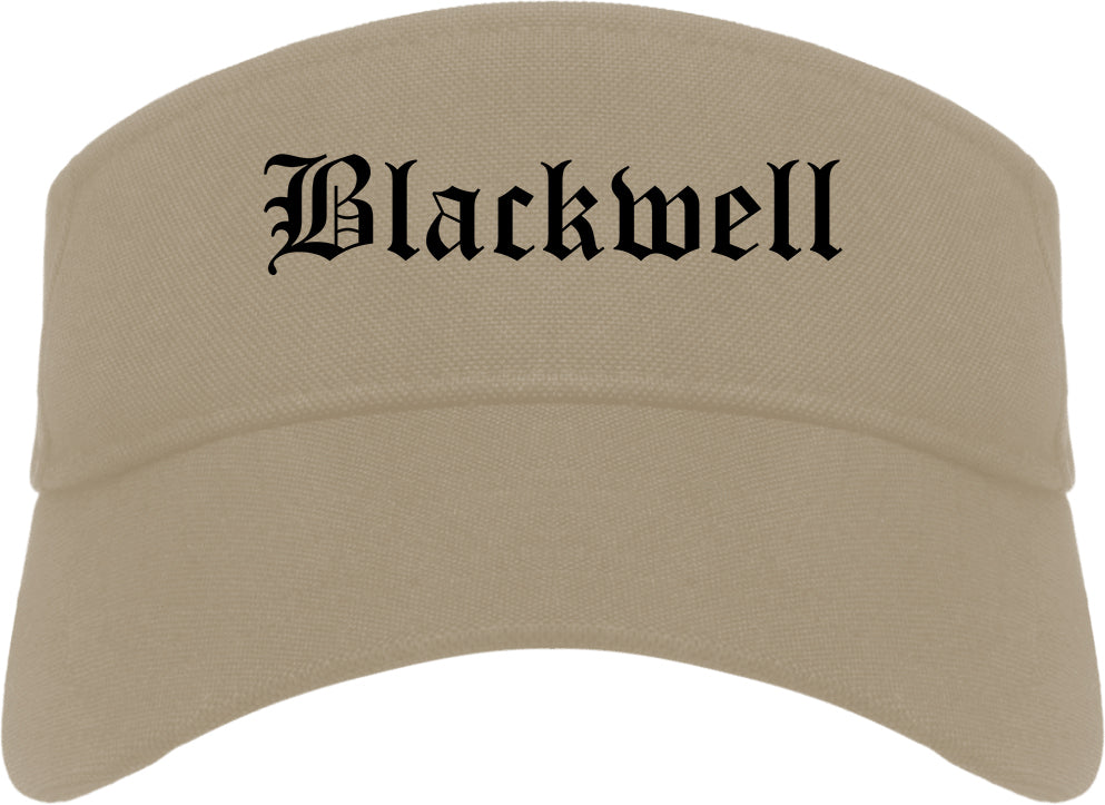Blackwell Oklahoma OK Old English Mens Visor Cap Hat Khaki