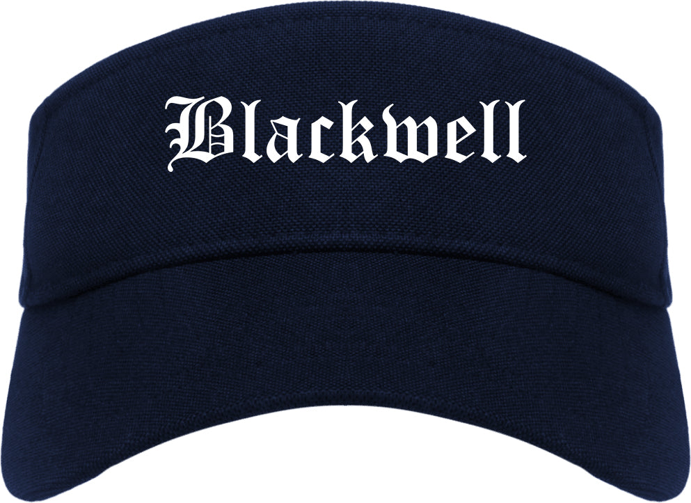 Blackwell Oklahoma OK Old English Mens Visor Cap Hat Navy Blue