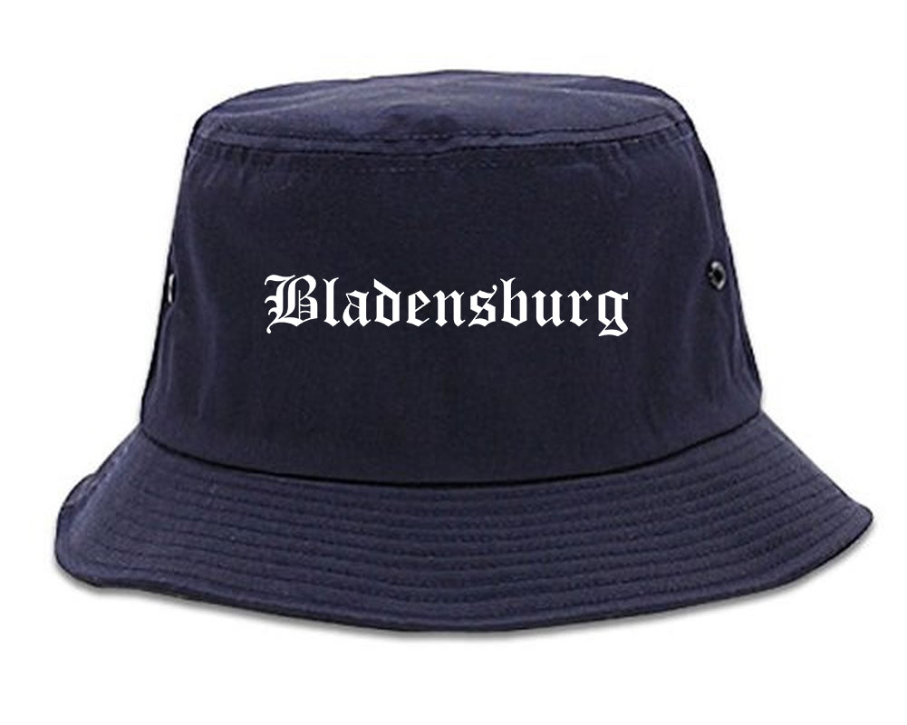 Bladensburg Maryland MD Old English Mens Bucket Hat Navy Blue