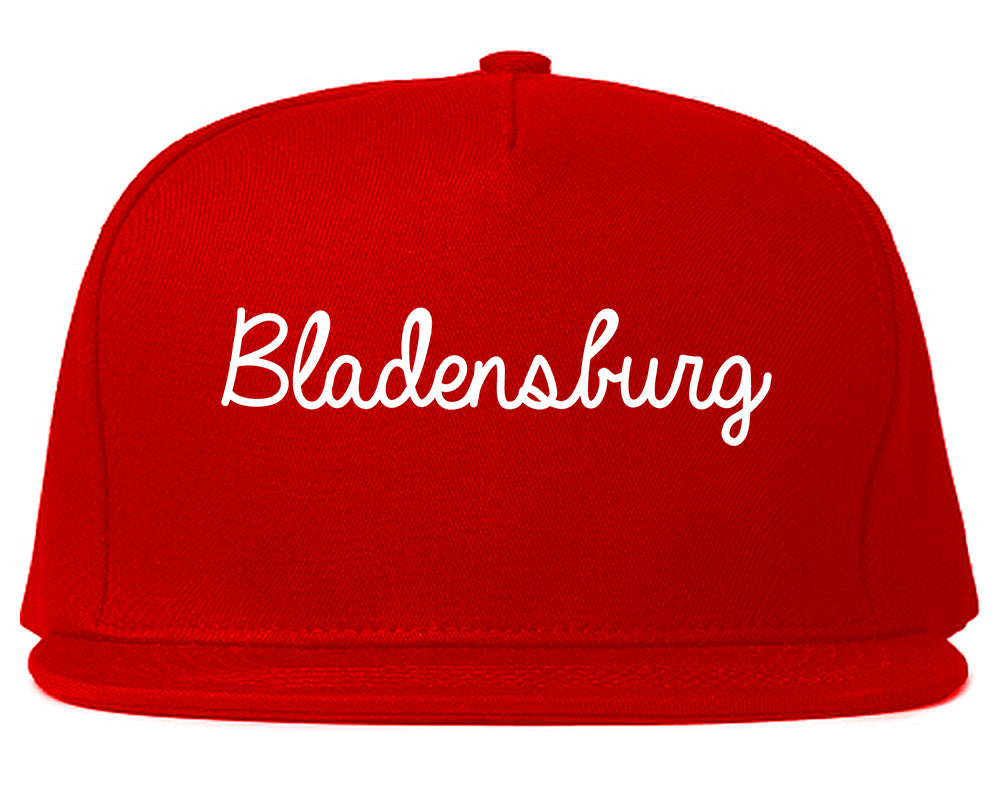 Bladensburg Maryland MD Script Mens Snapback Hat Red