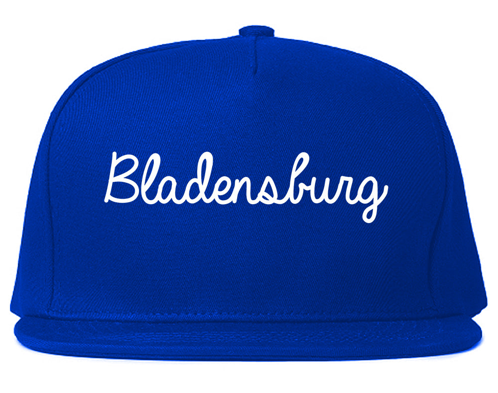 Bladensburg Maryland MD Script Mens Snapback Hat Royal Blue