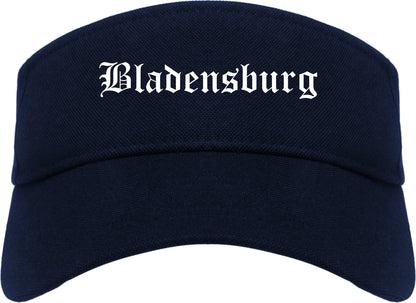 Bladensburg Maryland MD Old English Mens Visor Cap Hat Navy Blue