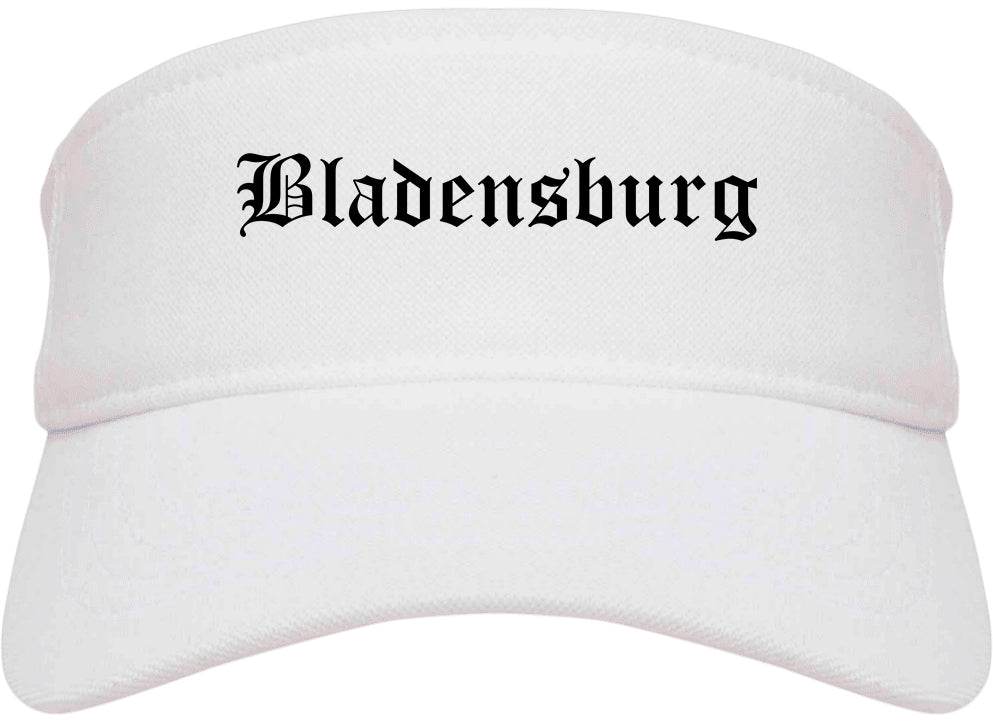 Bladensburg Maryland MD Old English Mens Visor Cap Hat White