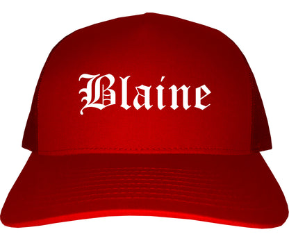 Blaine Minnesota MN Old English Mens Trucker Hat Cap Red