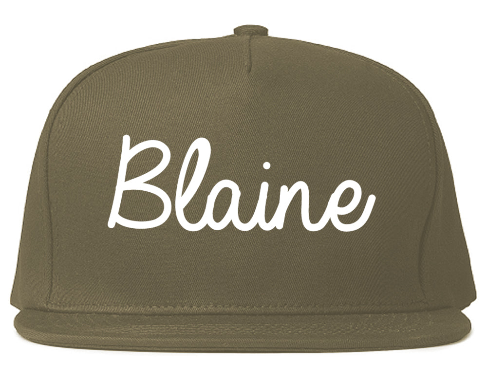 Blaine Minnesota MN Script Mens Snapback Hat Grey