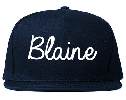 Blaine Minnesota MN Script Mens Snapback Hat Navy Blue