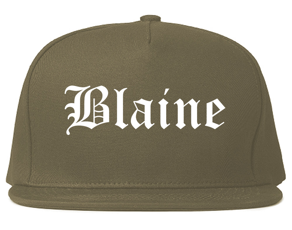 Blaine Washington WA Old English Mens Snapback Hat Grey