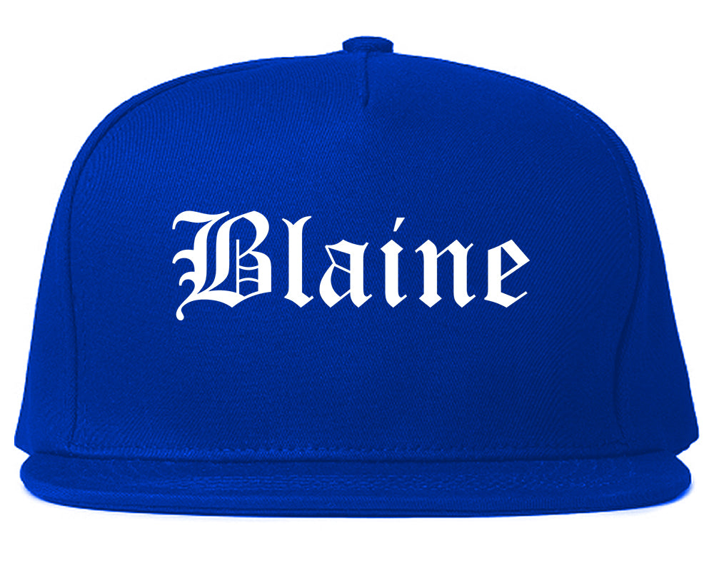 Blaine Washington WA Old English Mens Snapback Hat Royal Blue