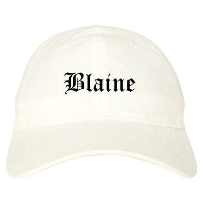 Blaine Washington WA Old English Mens Dad Hat Baseball Cap White