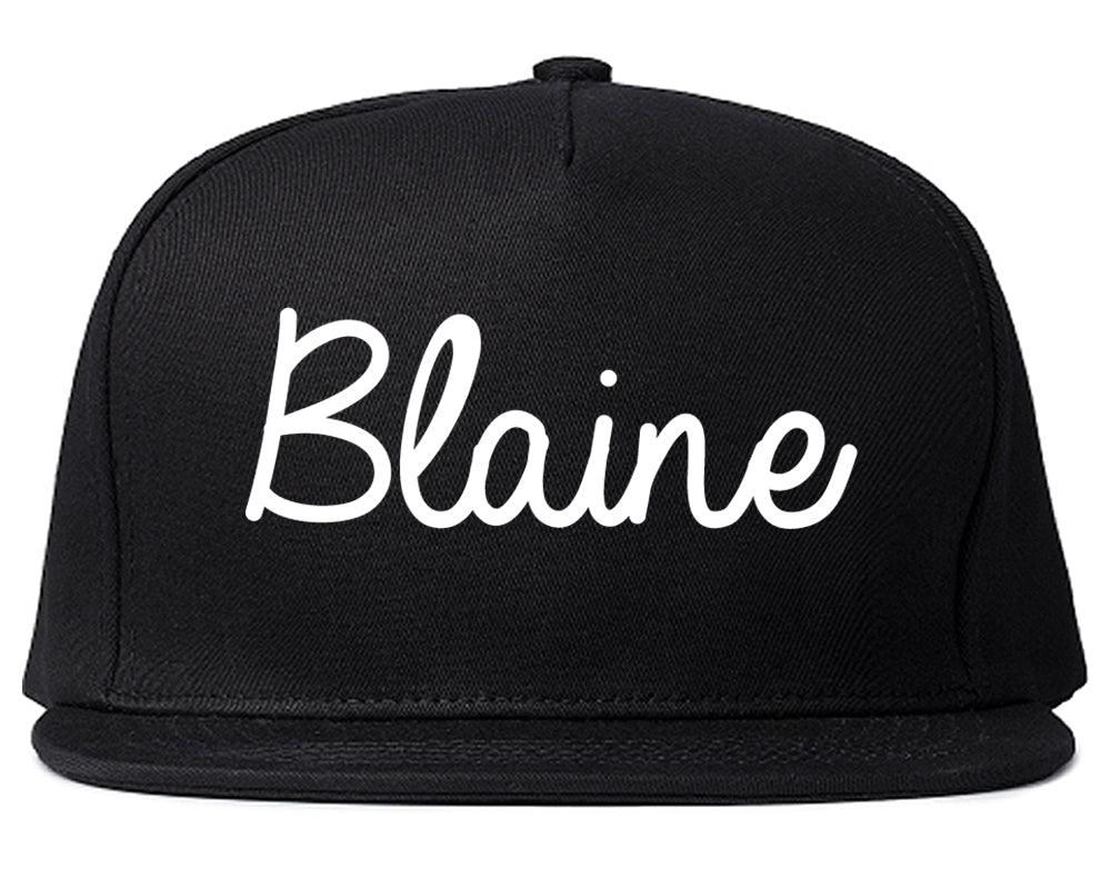 Blaine Washington WA Script Mens Snapback Hat Black