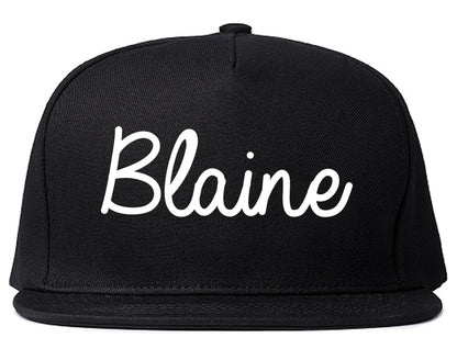 Blaine Washington WA Script Mens Snapback Hat Black